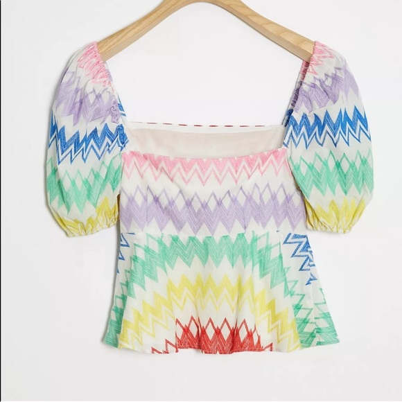 NWT Yumi Kim embroidered rainbow peplum top - Picture 3 of 4